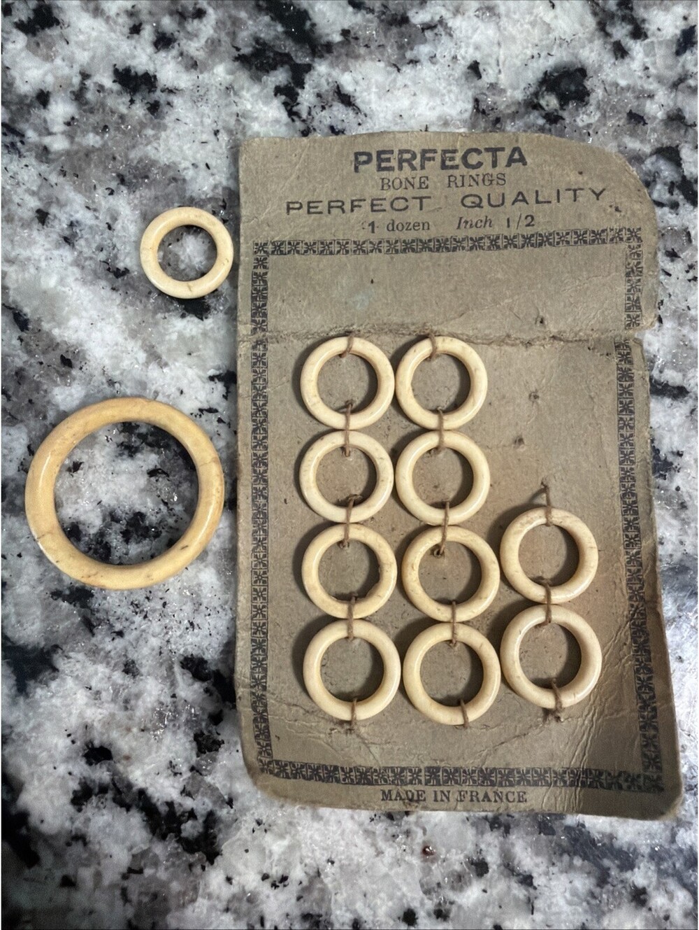 Perfecta Bone Rings  - Sewing Knitting Crochet - France Antique.